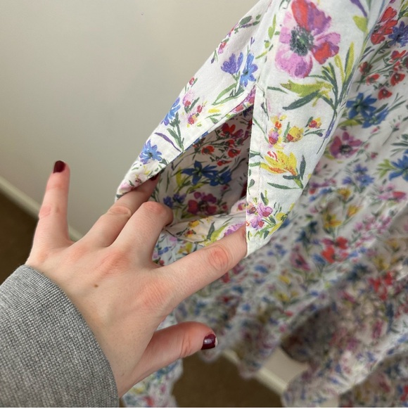GAP Multicolor Puff Sleeve Floral Midi Shirt Dress Size XXL - Picture 9 of 11